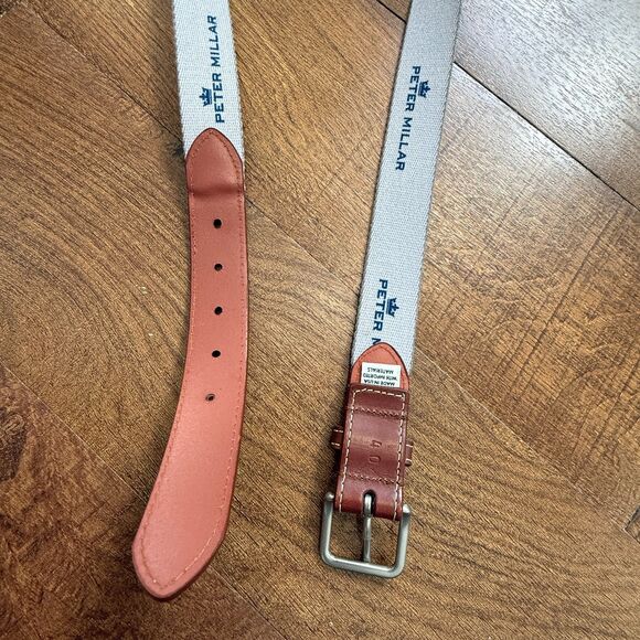 Peter Millar Embroidered Belt Men 40 Canvas Buckle USA - Picture 5 of 5